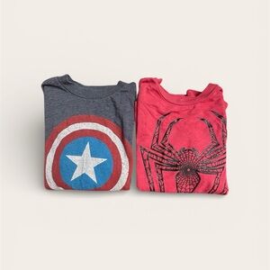 Youth XS Superhero T-Shirts - Spider Man & Captain America